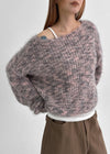 Pamu Hairy Boat Neck Color Knit