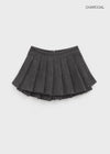 Kurupi Double Wool Pleated Miniskirt