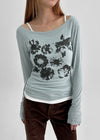 Yako Flower Print Long Sleeve T-shirt