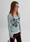 Yako Flower Print Long Sleeve T-shirt