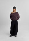 Purpel Fleece Off-shoulder Man-to-man