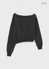 Purpel Fleece Off-shoulder Man-to-man