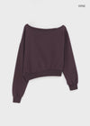 Purpel Fleece Off-shoulder Man-to-man