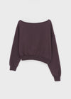 Purpel Fleece Off-shoulder Man-to-man