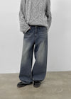 Carit Raised Fleece Wide Denim Pants