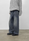 Carit Raised Fleece Wide Denim Pants