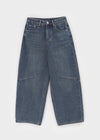 Kerudi Raised Ribbed Wide Denim Pants