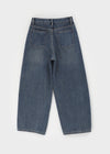 Kerudi Raised Ribbed Wide Denim Pants