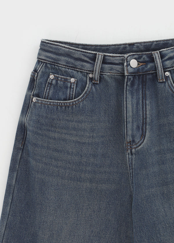 Kerudi Raised Ribbed Wide Denim Pants