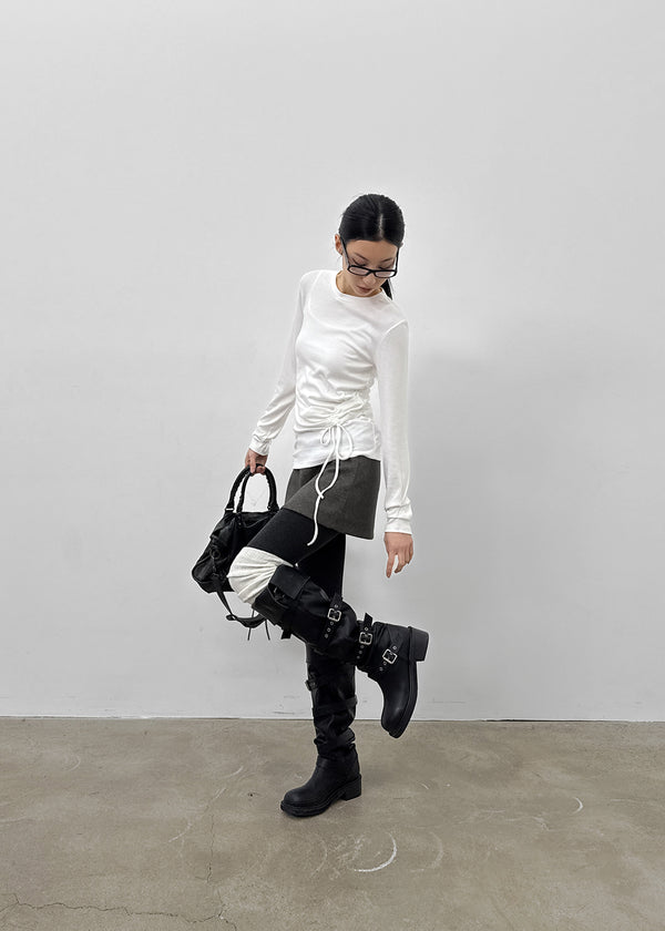 Rayan Shirring Wrap Long-sleeved T-shirt