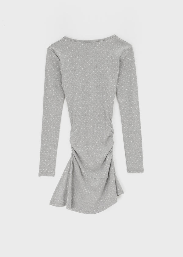 Paldey Dot Shirring Flare Dress