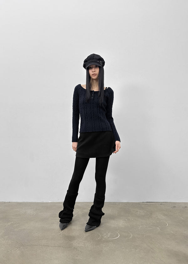 Rivenn Cable Henley Neck Knit