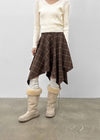 Redding Checkered Unbalanced Wool Midi skirt