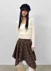 Redding Checkered Unbalanced Wool Midi skirt