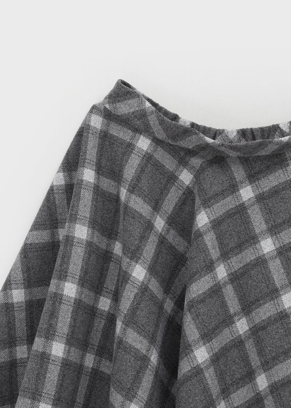 Redding Checkered Unbalanced Wool Midi skirt