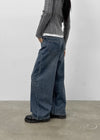 Kerudi Raised Ribbed Wide Denim Pants