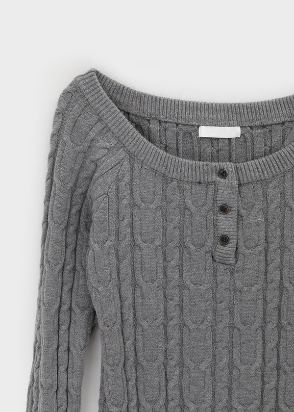 Rivenn Cable Henley Neck Knit