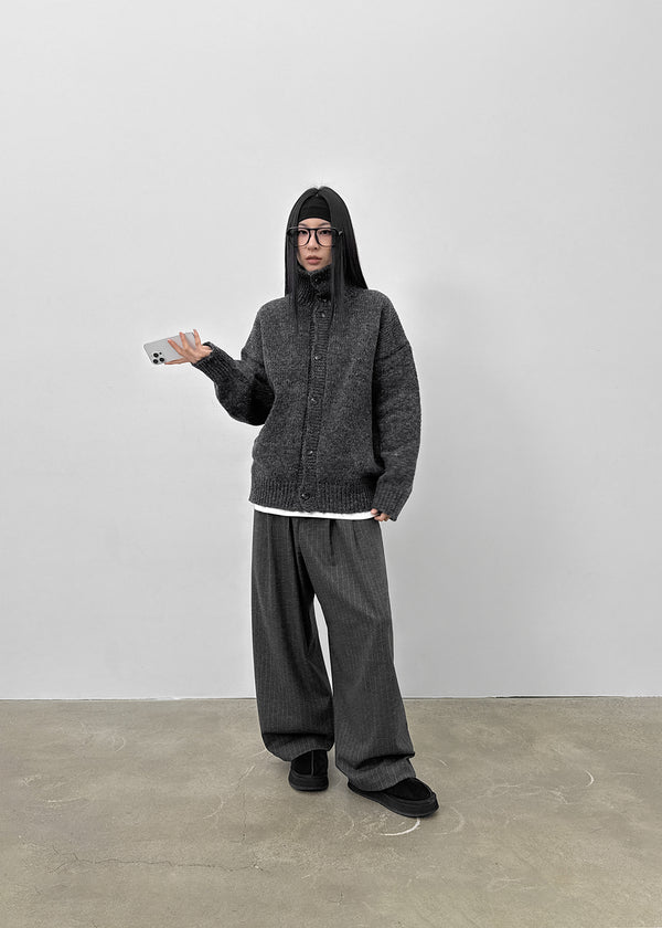 (UNISEX) Catelen High Neck Button Knit Cardigan