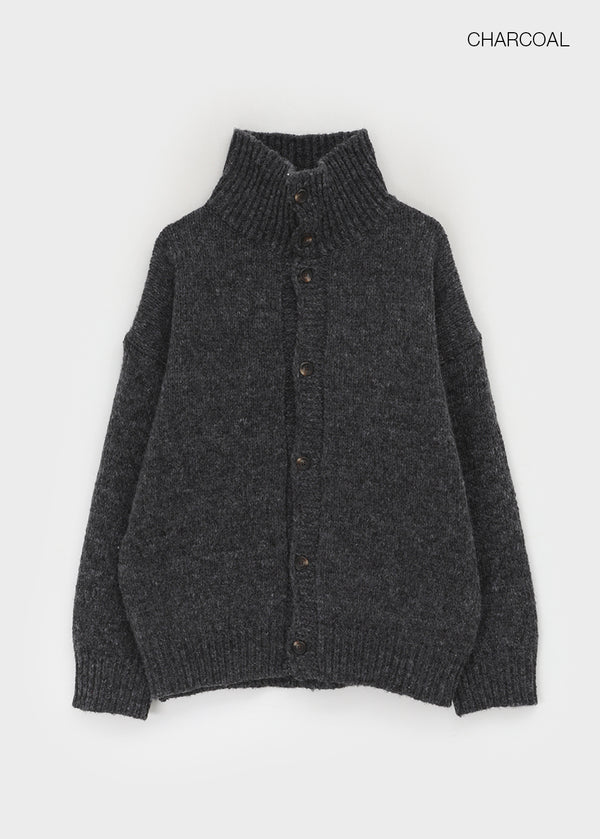 (UNISEX) Catelen High Neck Button Knit Cardigan