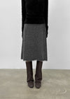 Hocon Strap Lace Wool Knit Midi Skirt