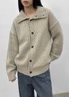 (UNISEX) Catelen High Neck Button Knit Cardigan