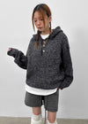 (UNISEX) Gelton Henley Neck Alpaca Knit Hoodie