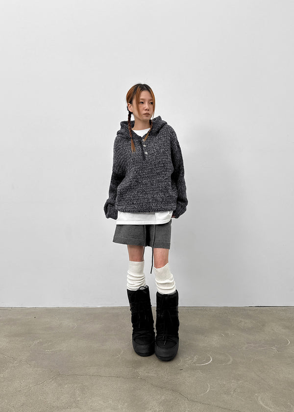 Newkey Basic Mid-thigh Knit Shorts (50% Wool)