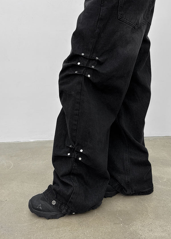 Rapcle Side Rivet Wide Denim Pants