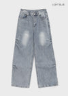 Rapcle Side Rivet Wide Denim Pants