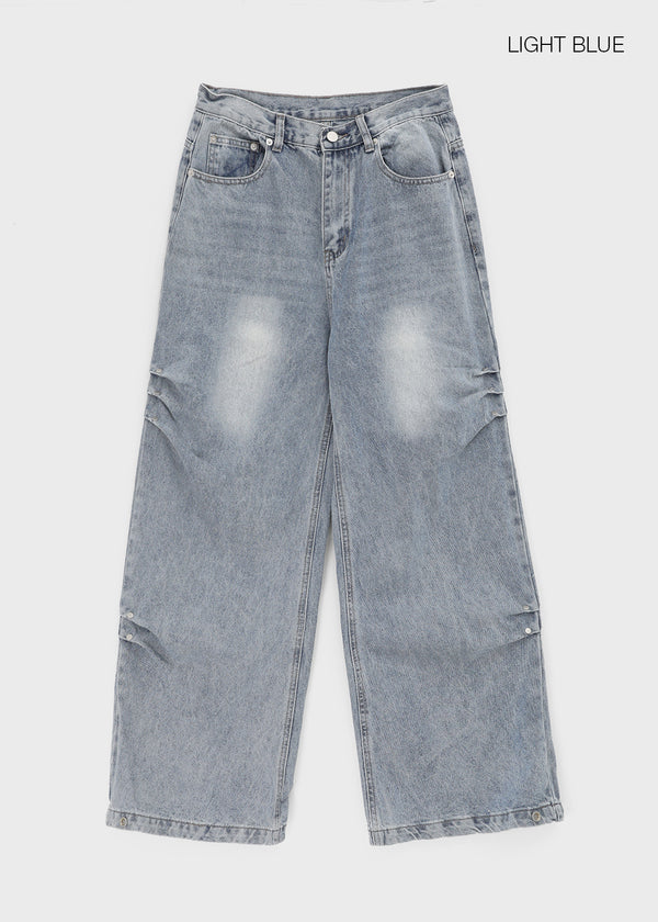 Rapcle Side Rivet Wide Denim Pants