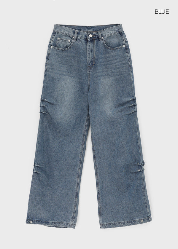 Rapcle Side Rivet Wide Denim Pants