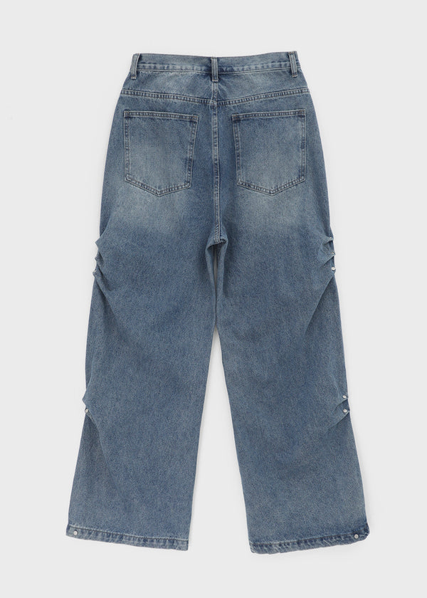 Rapcle Side Rivet Wide Denim Pants