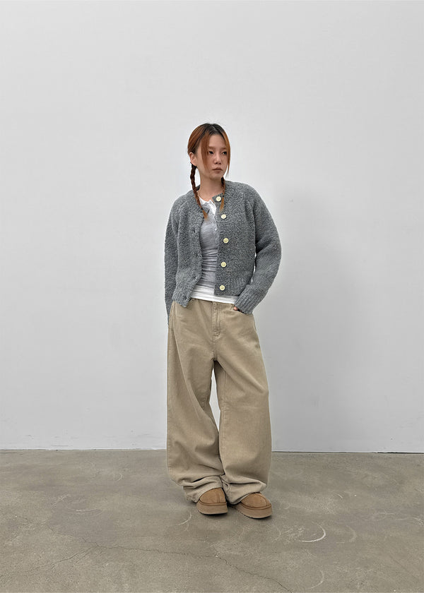 Ronso Boucle Soft Wool Knit Cardigan