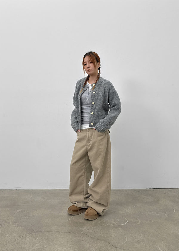 Ronso Boucle Soft Wool Knit Cardigan