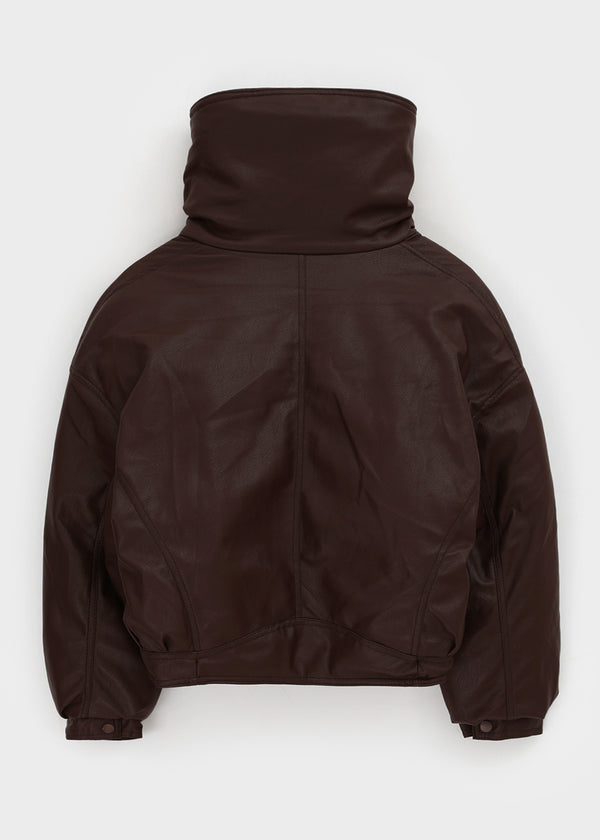 Menen High-neck Bookle Cropped Leather Padded Jumper