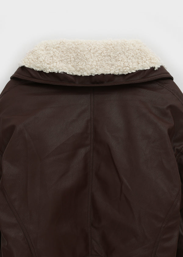 Menen High-neck Bookle Cropped Leather Padded Jumper