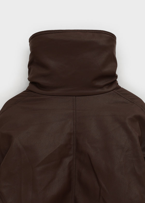 Menen High-neck Bookle Cropped Leather Padded Jumper