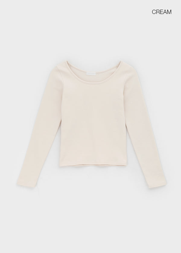 Weig Heavy Napping U-neck Long-sleeved T-shirt