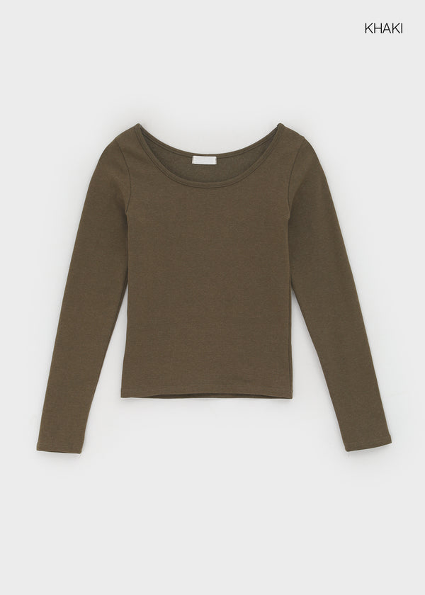 Weig Heavy Napping U-neck Long-sleeved T-shirt