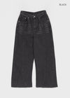 Hollang Curved Cut Washed Wide Denim Pants