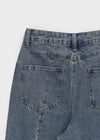 Hollang Curved Cut Washed Wide Denim Pants