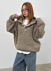 (UNISEX) Gelton Henley Neck Alpaca Knit Hoodie
