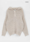 (UNISEX) Gelton Henley Neck Alpaca Knit Hoodie