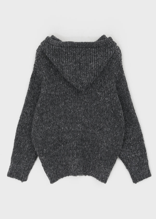 (UNISEX) Gelton Henley Neck Alpaca Knit Hoodie
