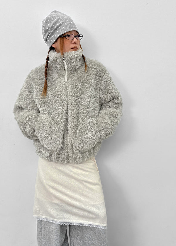 Peekaboo Fur Zip-up Jumper