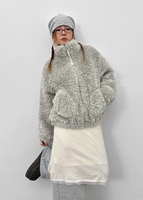 Peekaboo Fur Zip-up Jumper