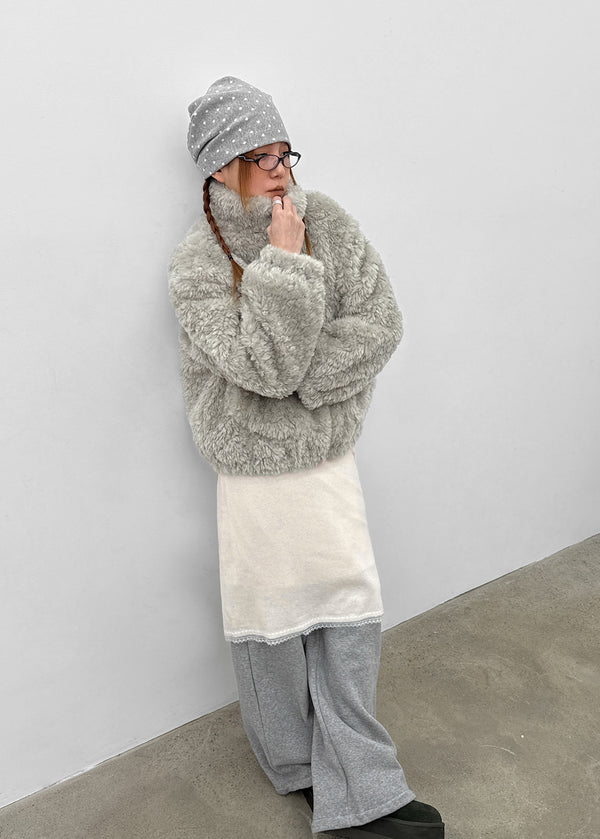 Peekaboo Fur Zip-up Jumper