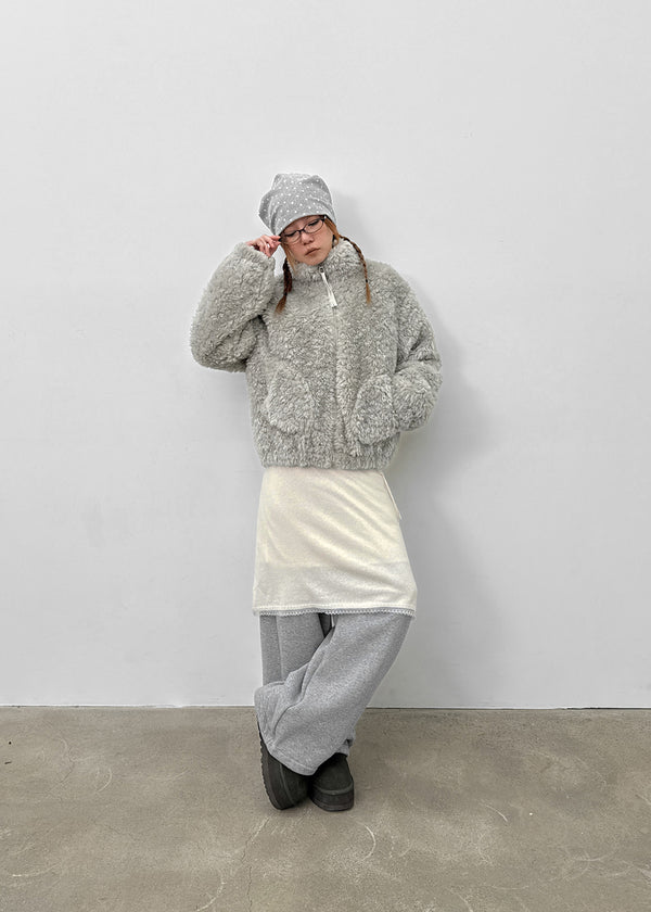 Hocon Strap Lace Wool Knit Midi Skirt