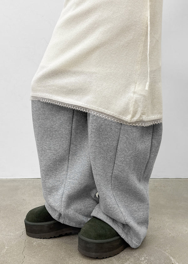 Hocon Strap Lace Wool Knit Midi Skirt