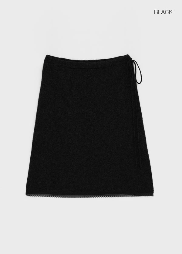 Hocon Strap Lace Wool Knit Midi Skirt